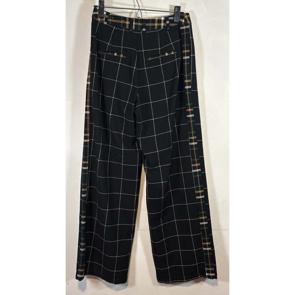 Who What Wear‎ Pants 2 Black Check Plaid Wide Leg Trousers Mixed Pattern Side - Picture 4 of 8